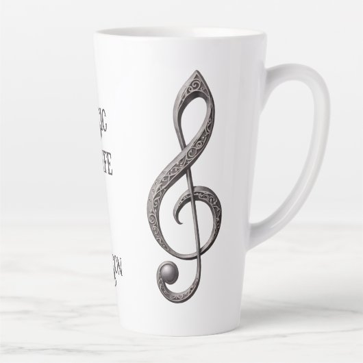 Aangepaste naam & tekst Muzikale Clef Note Latte Mok (Rechts)