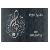Aangepaste naam & tekst Muzikale Clef Note Snijplank (Voorkant)