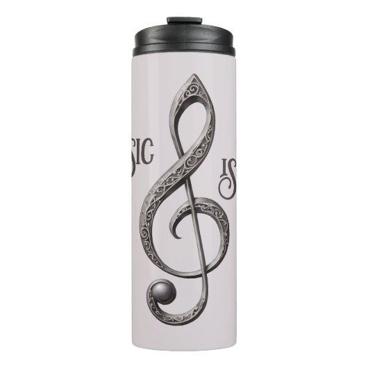 Aangepaste naam & tekst Muzikale Clef Note Thermosbeker (Voorkant)