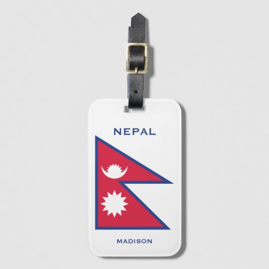 Aangepaste Naam & Tekst Nepal Vlag Bagagelabel (Voorkant (verticaal))