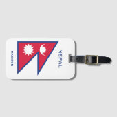 Aangepaste Naam & Tekst Nepal Vlag Bagagelabel (Voorkant (horizontaal))