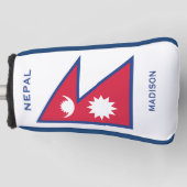Aangepaste Naam & Tekst Nepal Vlag Golfheadcover (Voorkant)