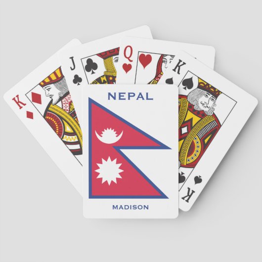 Aangepaste Naam & Tekst Nepal Vlag Pokerkaarten (Achterkant)