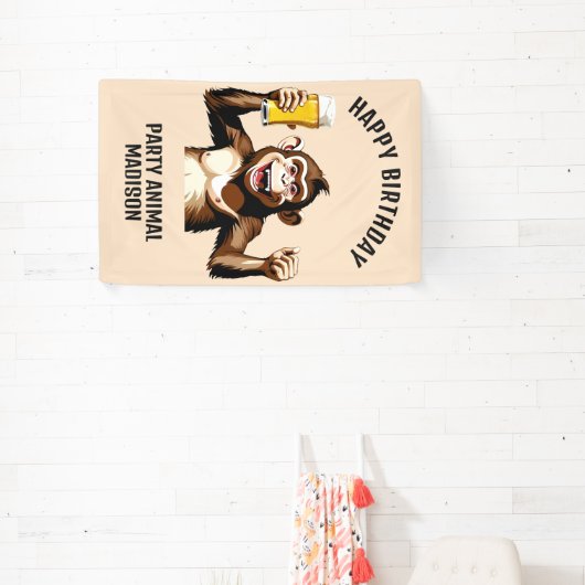 Aangepaste Naam & Tekst Partij Dier Spandoek (Insitu)