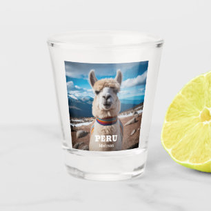 Aangepaste Naam & Tekst Peru Llama Shot Glas