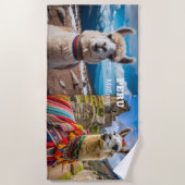 Aangepaste Naam & Tekst Peru Llama Strandlaken (Voorkant)