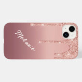 Aangepaste naam Tekst Roos Gold Blush Glitter Driv Case-Mate iPhone Case (Achterkant (horizontaal))