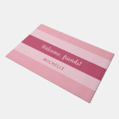 Aangepaste naam & tekst Roze strepen Deurmat (Schuin)
