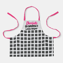 Aangepaste naam & tekst roze strings geruit patroo schort