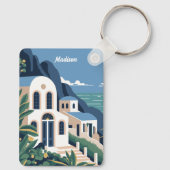 Aangepaste naam & tekst Santorini Griekenland Sleutelhanger (Achterkant)