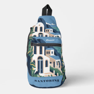 Aangepaste naam & tekst Santorini Griekenland Sling Bag