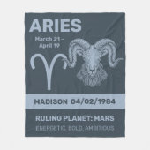 Aangepaste naam / tekst sterrenbeeld Ram Fleece Deken (Voorkant)