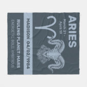 Aangepaste naam / tekst sterrenbeeld Ram Fleece Deken (Voorkant (Horizontaal))