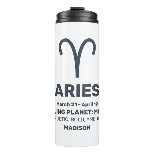Aangepaste naam / tekst sterrenbeeld Ram Thermosbeker (Voorkant)