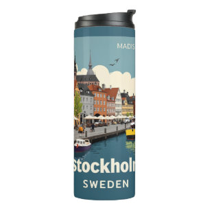 Aangepaste naam & tekst Stockholm Zweden Thermosbeker