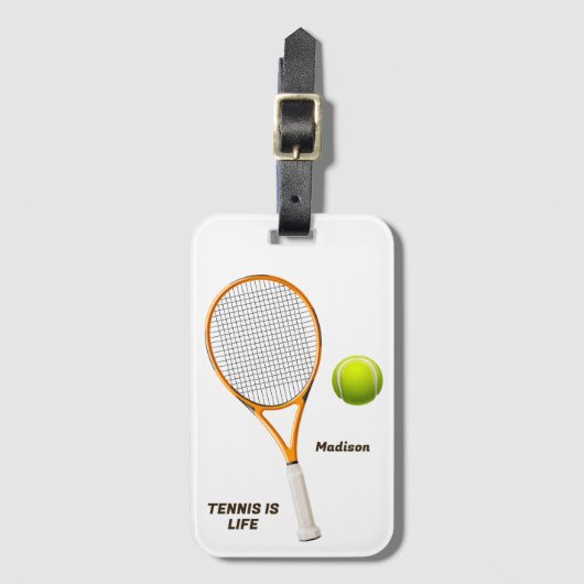 Aangepaste naam & tekst Tennis Bagagelabel (Voorkant (verticaal))
