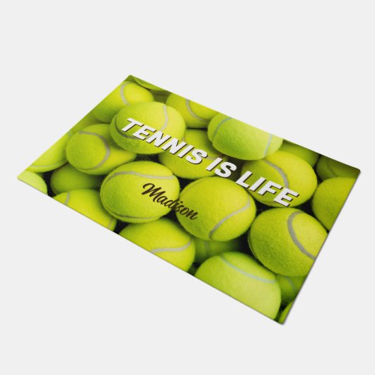Aangepaste naam & tekst Tennisballen Deurmat (Schuin)