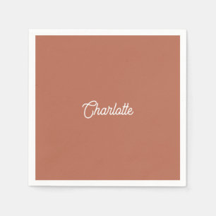 Aangepaste naam tekst Terracotta wit minimalistisc Servet