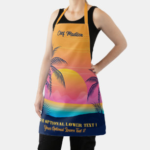 Aangepaste naam & tekst Tropical Island Sunset Schort