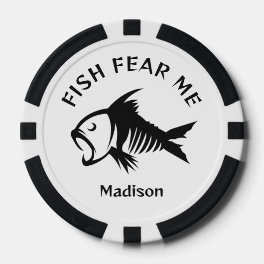 Aangepaste naam & tekst Vis Poker Chips (Voorkant)