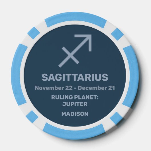 Aangepaste naam / tekst Zodiac Sign Boogschutter Poker Chips (Achterkant)