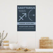 Aangepaste naam / tekst Zodiac Sign Boogschutter Poster (Keuken)