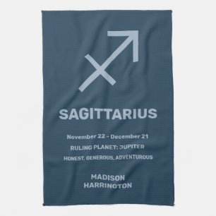 Aangepaste naam / tekst Zodiac Sign Boogschutter Theedoek