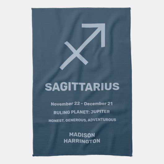 Aangepaste naam / tekst Zodiac Sign Boogschutter Theedoek (Verticaal)