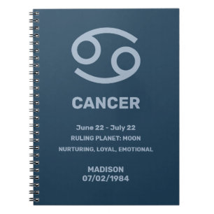 Aangepaste naam / tekst Zodiac Sign Cancer Notitieboek