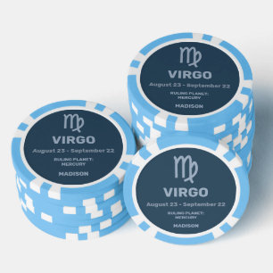 Aangepaste Naam / Tekst Zodiac Sign Maagd Poker Chips