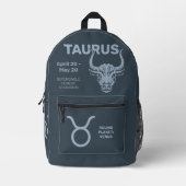 Aangepaste naam / tekst Zodiac Sign Stier Bedrukte Rugzak (Voorkant)