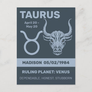 Aangepaste naam / tekst Zodiac Sign Stier Briefkaart
