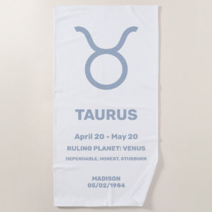 Aangepaste naam / tekst Zodiac Sign Stier Strandlaken