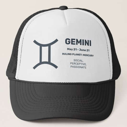 Aangepaste naam / tekst Zodiac Sign Tweelingen Trucker Pet (Voorkant)