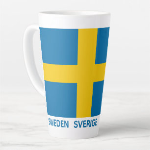 Aangepaste naam & tekst Zweedse vlag Latte Mok