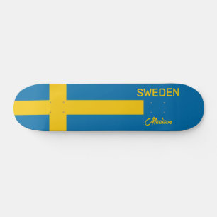Aangepaste naam & tekst Zweedse vlag Skateboard