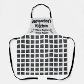 Aangepaste naam & Tekstcitaat Geruite Patroon Keuk Schort (Voorkant)
