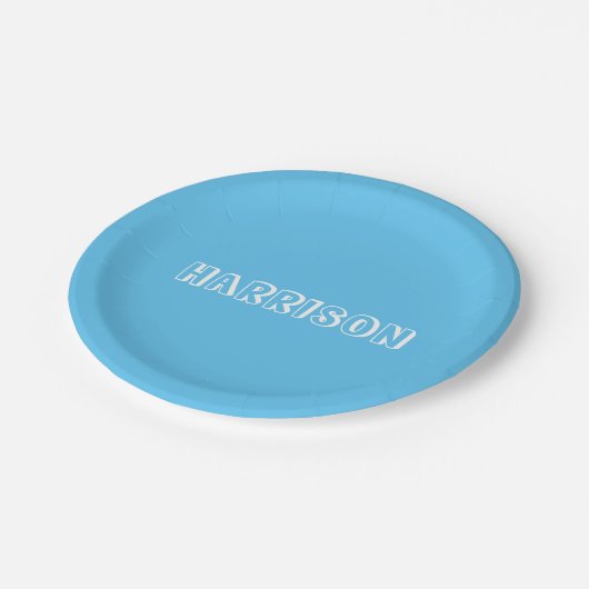 Aangepaste naam tekstlicht Blauw en witte verjaard Papieren Bordje (Gekanteld)