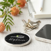 Aangepaste naam Tennis Ball Racket Monogram Sleutelhanger (Zijkant)