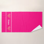 Aangepaste naam Tennis Player Bright Roze Badhanddoek (Badhanddoek)