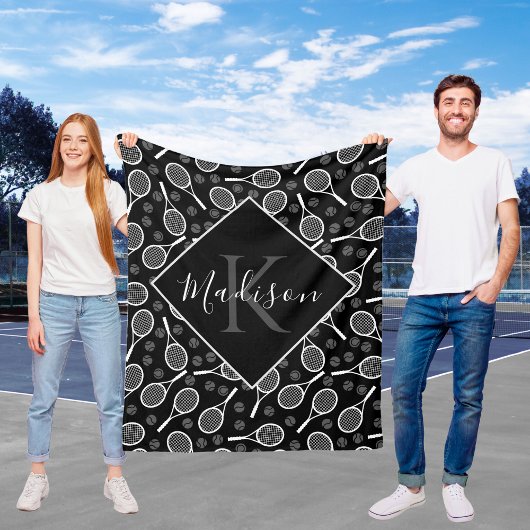 Aangepaste Naam Tennis Racket Fleece Deken