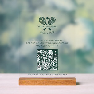 Aangepaste naam tennis team QR-code website Sport Acryl Bord