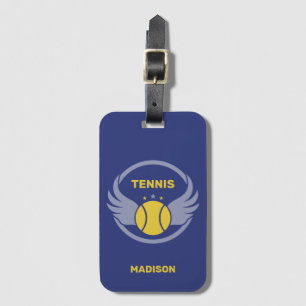 Aangepaste naam Tennisbal met vleugels Bagagelabel