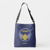 Aangepaste naam Tennisbal met vleugels Crossbody Tas (Achterkant)