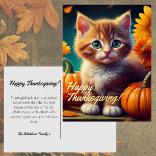 Aangepaste Naam Thanksgiving Ginger Kitten Pompoen Folie Feestdagen Briefkaart