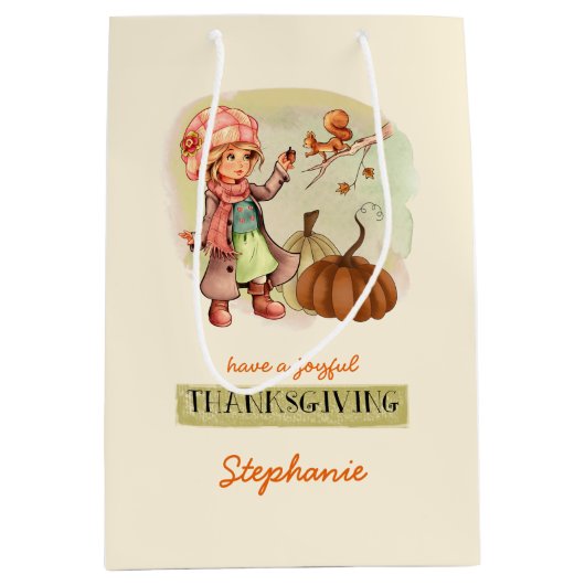 Aangepaste naam Thanksgiving Medium Cadeauzakje (Voorkant)
