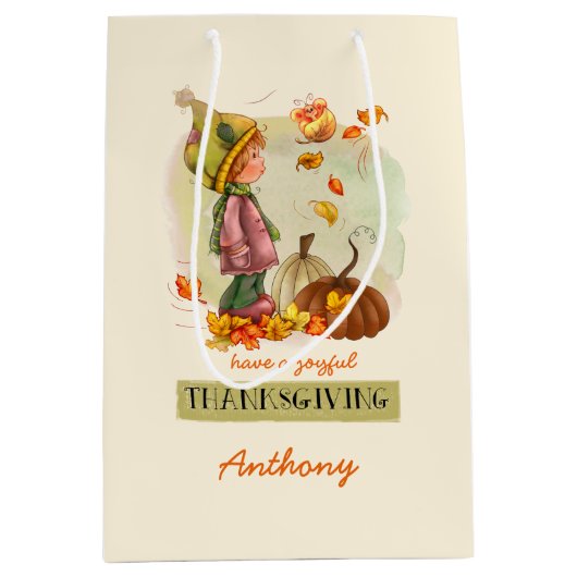 Aangepaste naam Thanksgiving Medium Cadeauzakje