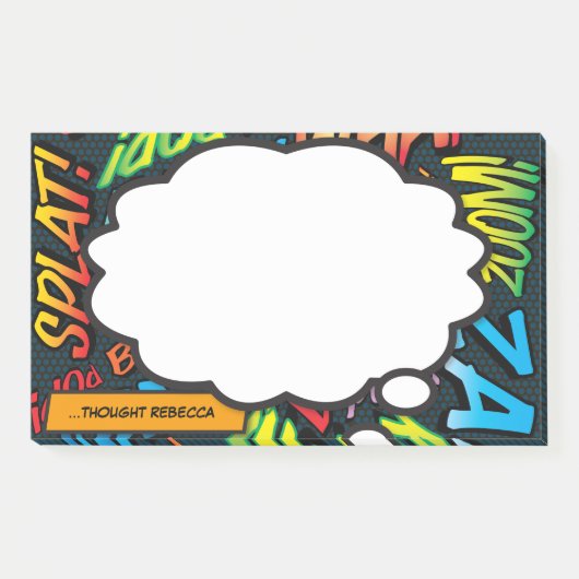 Aangepaste naam Think Bubble Fun Comic Book Post-it® Notes (Voorkant)