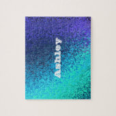 Aangepaste naam tinten blauw abstracte gradiënt legpuzzel (Verticaal)