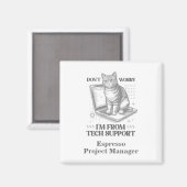 Aangepaste naam & titel Cat Tech Support Magnet Magneet (Voorkant / Achterkant)
